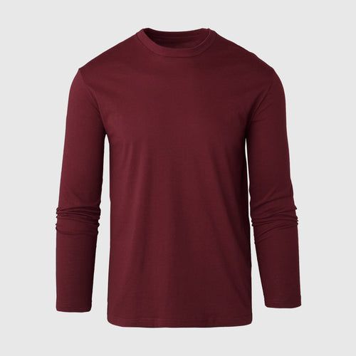 Long Sleeve Basic Cotton Tee – Maroon